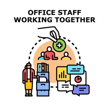 Office staff working together team contribution concept Stock Illustration