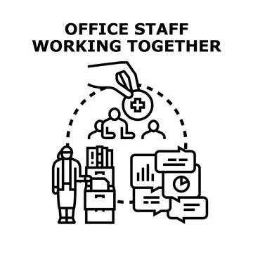 Office staff working together team contribution concept Stock Illustration