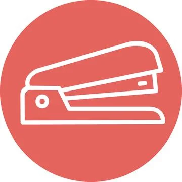 Office stapler icon on red background flat design illustration Stock Illustration
