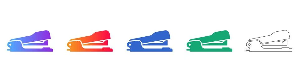 Office Stapler Icon Set in Gradient Colors Ilustração Stock