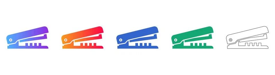 Office Stapler Icons in Gradient and Minimalist Outline Illustrazione stock