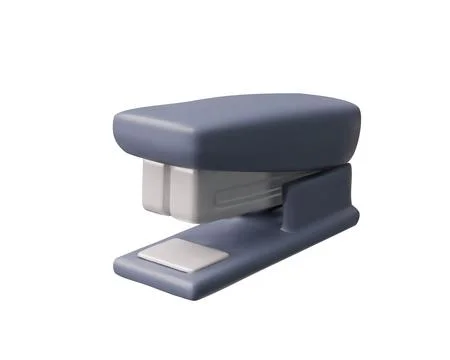 Office stapler tool 3D cartoon plastic style vector illustration, volume gray Stock Illustration