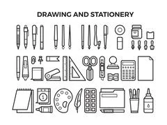 Drawing tools seamless pattern. Pen and watercolor, palette and ink.  Isolated painting elements print, art studio, kids school workshop decent  vector Stock Vector Image & Art - Alamy