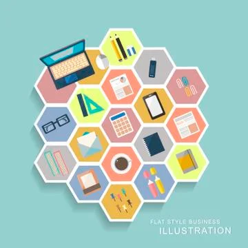 Office stationery elements in flat design 스톡 일러스트