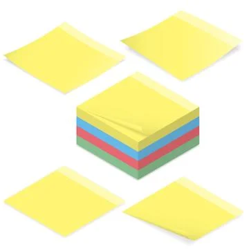 Office stickers for notes isometric icon set Stock Illustration