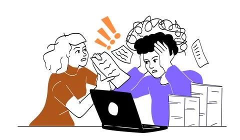 Office stress and frustration between colleagues. Stock Illustration