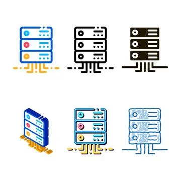 Office stylized server icon vector outline Stock Illustration
