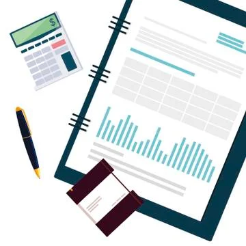 Office supplies and note pad items 스톡 일러스트