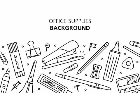 Office Supplies background Illustrazione stock