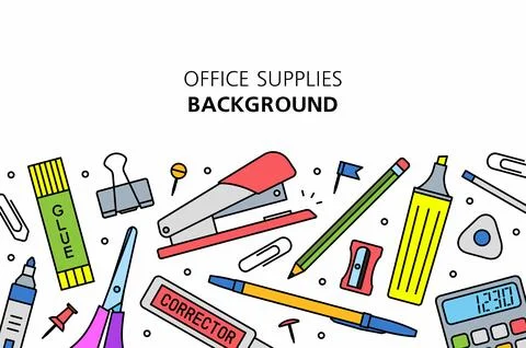 Office Supplies background Stock Illustration