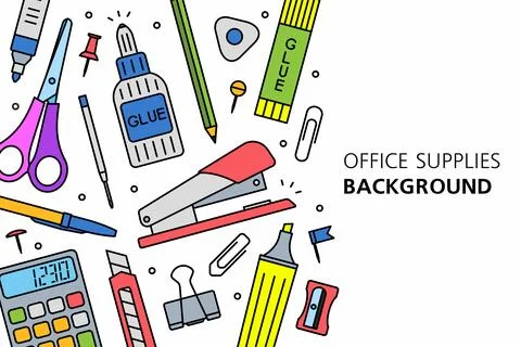 Office Supplies background Stock Illustration