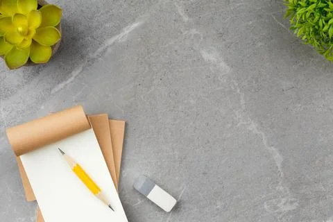 Office supplies on a marble table. Stock Photos