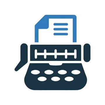 Office supplies, typewriter, typing machine icon Illustrazione stock