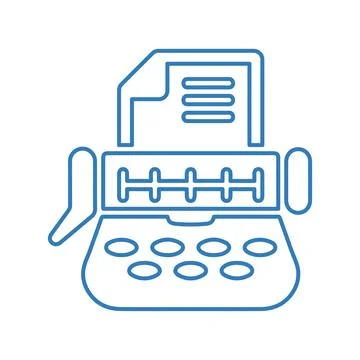 Office supplies, typewriter, typing machine line icon Stock Illustration