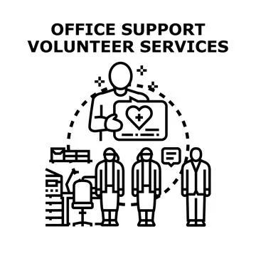 Office support volunteer services providing community assistance Stock Illustration