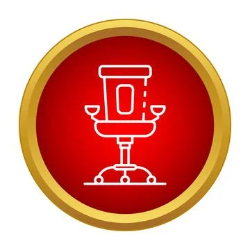 Office swivel chair icon on a red button 스톡 일러스트