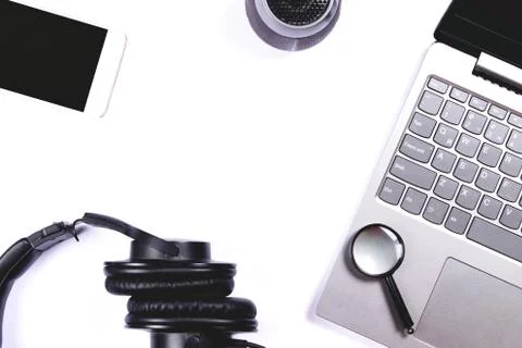 Office table accessories on white background. Stock Photos