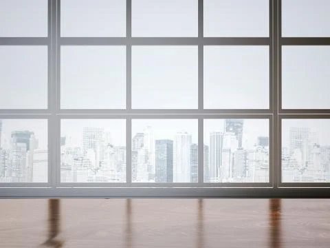 Office table and window. 3d rendering Иллюстрация