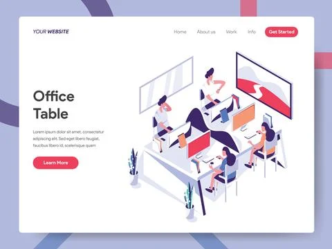 Office Table banner For Website Page Stock Illustration