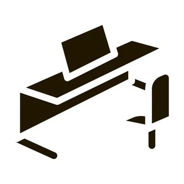 Office table chair and computer icon Vector Glyph Illustration 스톡 일러스트