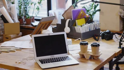 Office Table in Designer Studio Stock Footage 115442245