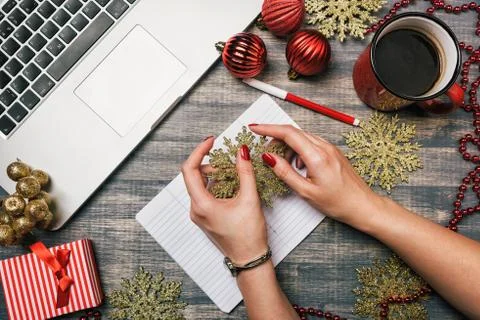 Office table desk, Flat lay Stock Photos