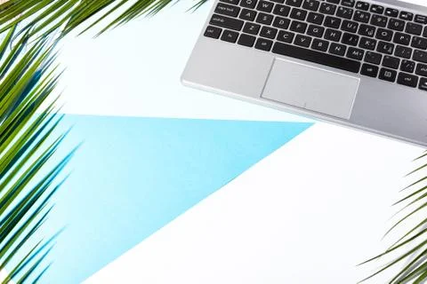Office table desk, Flat lay, top view Foto stock
