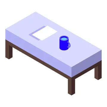 Office table with document and cup isometric view イラスト素材