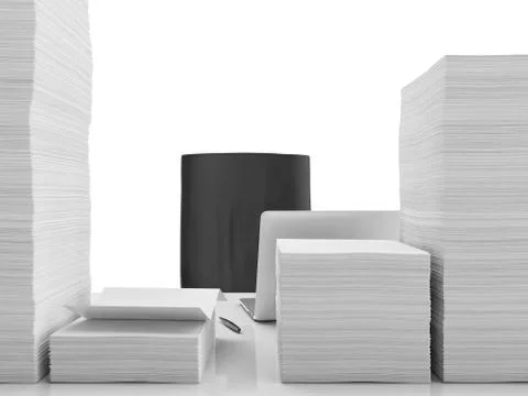 Office table with documents 스톡 일러스트