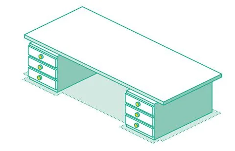 Office Table with Drawers. Empty Desk. Isometric Concept. Illustrazione stock