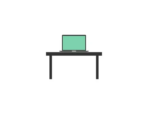 Office table, interior, workplace icon. Vector illustration, flat design. Illustrazione stock