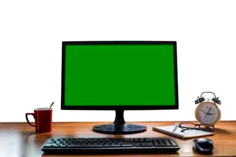 Office table on isolated white background Foto stock