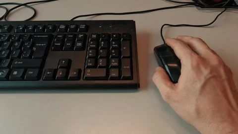 Office Table Keyboard And Mouse Using Surface Background Stock Footage 339967136