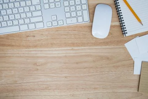 Office table with keyboard and mouse with copy space Stock Photos