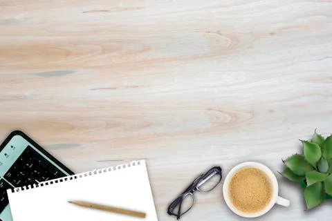 Office table with notepad, Stock-Fotos