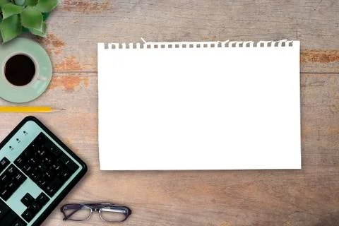 Office table with notepad. 스톡 사진