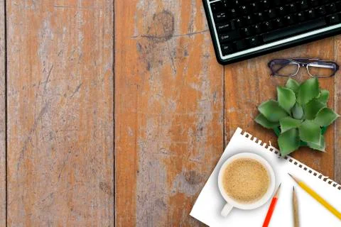 Office table with notepad. Foto stock