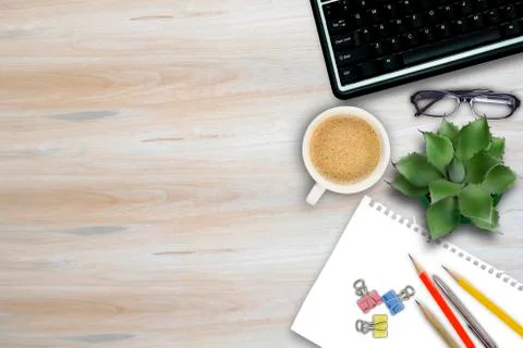 Office table with notepad. Foto stock