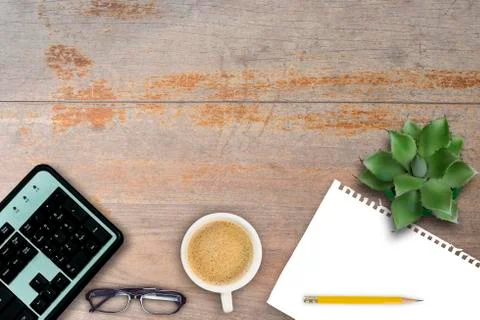 Office table with notepad. Foto stock