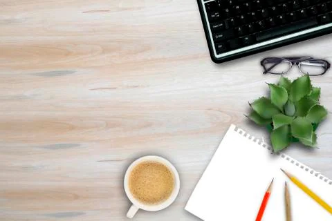 Office table with notepad. Foto stock