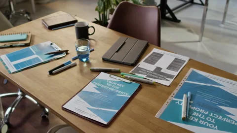 Office Table with Real Estate Documents Stock Footage 327476148