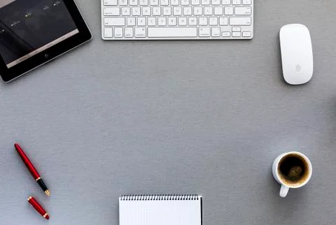 Office table with tablet PC Stock Photos