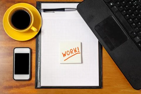 Office table top view. Stock Photos