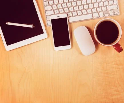 Office table. View from above Stock Photos