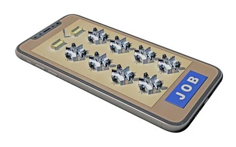 Office tables on smartphone screen Stock-Illustration