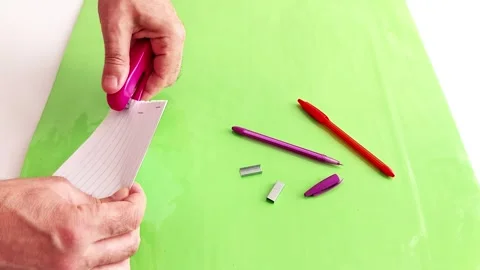 Office Task: Stapling Paper with Precision and Clean Props Stock-Footage 316806165