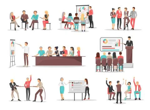 Office Team Building Concepts Illustrations Set Ilustración de archivo