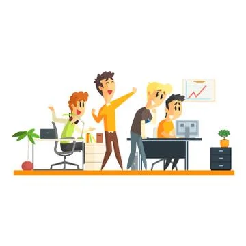 Office Team Chering Stock Illustration