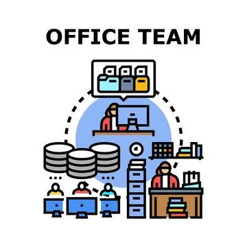 Office team collaborating on business data organization process Stock Illustration