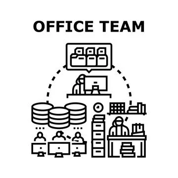 Office team collaborating on business data organization process Stock Illustration